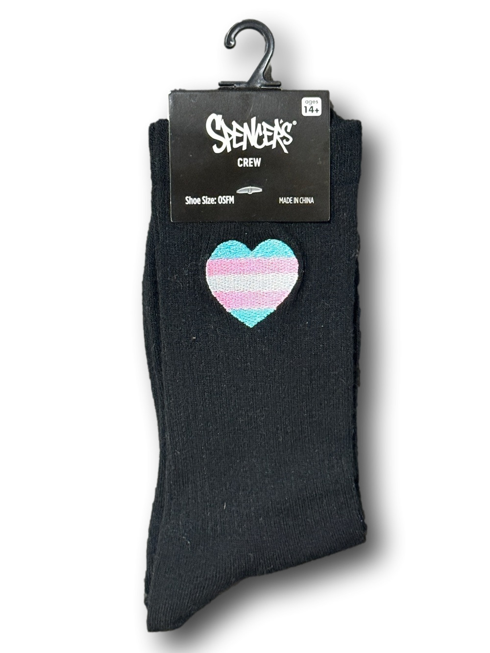 3/$18 Trans Flag Heart Funny Novelty Crew Socks - NWT